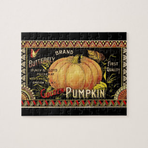 Pumpkin Label Antique Butterfly Marke Puzzle