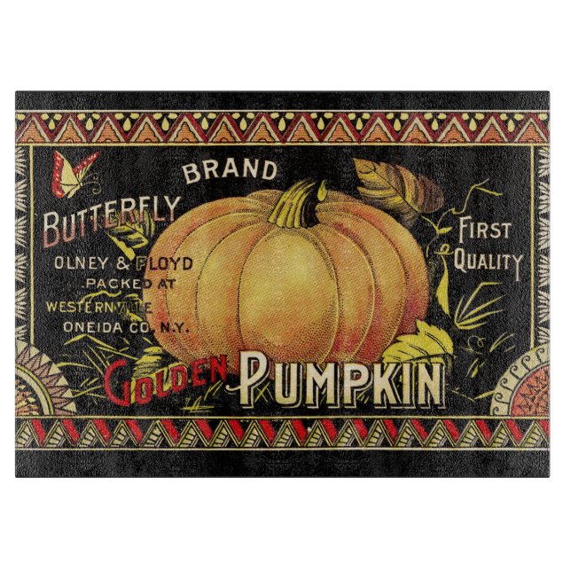 Pumpkin Label Antique Butterfly Marke Schneidebrett (Vorderseite)