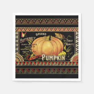 Pumpkin Label Antique Butterfly Marke Serviette