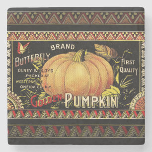 Pumpkin Label Antique Butterfly Marke Steinuntersetzer