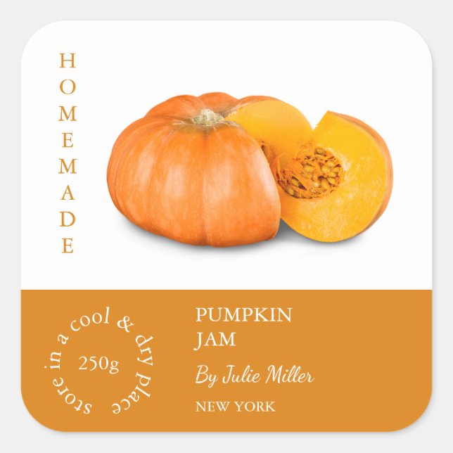 Pumpkin-Label für kleine Unternehmen Quadratischer Aufkleber (Vorderseite)