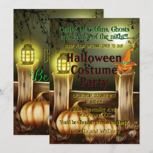 Pumpkin Latern Light Beängstigendes Halloween-Kost Einladung