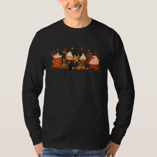 Pumpkin Latte Coffee Cups Dachshund Fall Vibes Tha T-Shirt