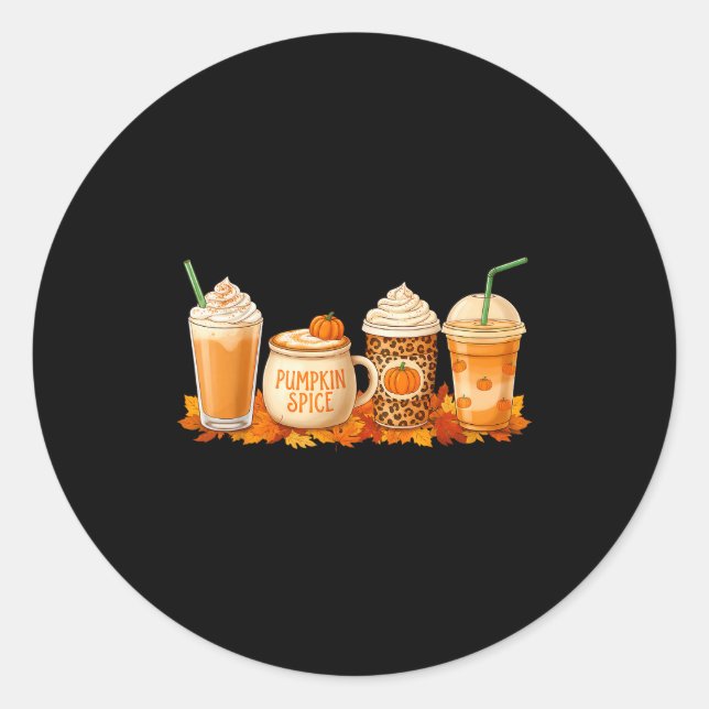 Pumpkin Latte Sce Coffee Fall Drink Halloween Autu Runder Aufkleber (Vorderseite)