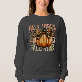 Pumpkin Leopard Bow Fall Vibes Sweatshirt