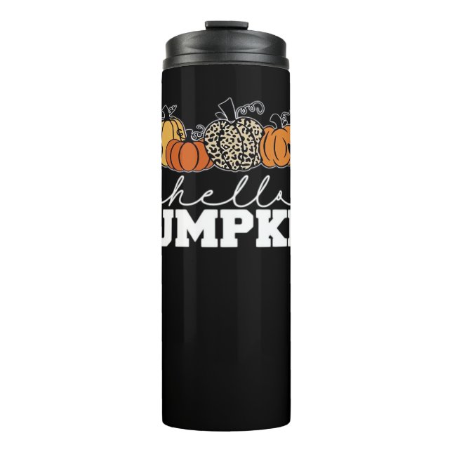 Pumpkin Leopard Fall Frauen Niedliche Herbstsaison Thermosbecher (Vorderseite)