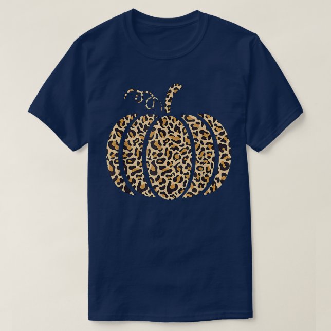 Pumpkin Leopard Print Fall Gewürzsaison Halloween T-Shirt (Design vorne)