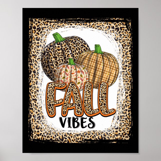 Pumpkin Leopard Print Fall Vibes Erntedank Mädchen Poster (Vorne)