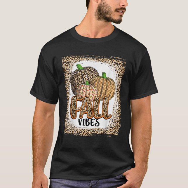 Pumpkin Leopard Print Fall Vibes Erntedank Mädchen T-Shirt (Vorderseite)