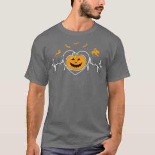 Pumpkin Liebe Heartbeat Kürbislaterne Gesicht Nied T-Shirt