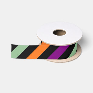 Pumpkin, Lila, grün und schwarz D. Streifen Ribbon Satinband