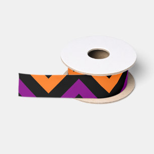 Pumpkin, Lila und schwarze Zickzack Streifen Ribbo Satinband