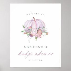Pumpkin Lilac & Gray Baby Dusche Willkommen Poster
