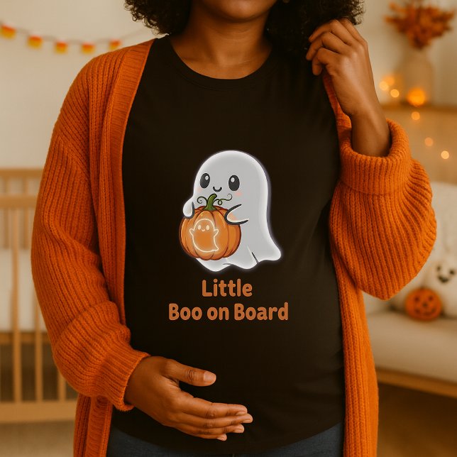 Pumpkin Little Boo an Bord Schwangerschaft Hallowe T-Shirt (Von Creator hochgeladen)