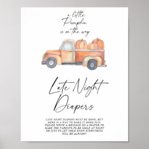 Pumpkin LKW Fall Späte Nacht Windeln Spiel Poster