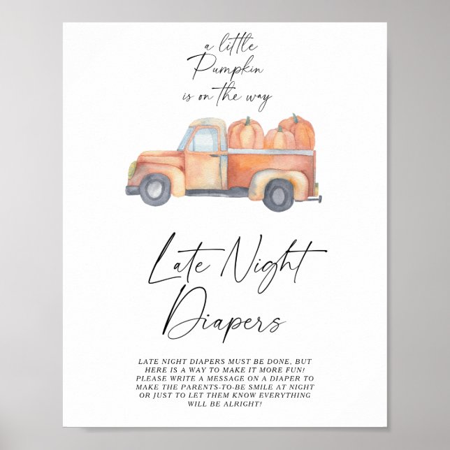 Pumpkin LKW Fall Späte Nacht Windeln Spiel Poster (Vorne)