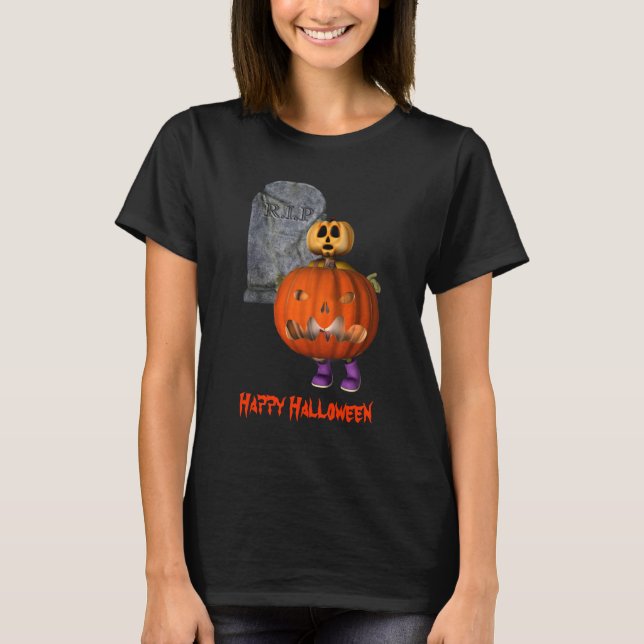Pumpkin Man Grabstein Halloween Funny T-Shirt (Vorderseite)