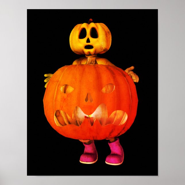 Pumpkin-Mann mit Kürbislaterne Halloween Poster (Vorne)