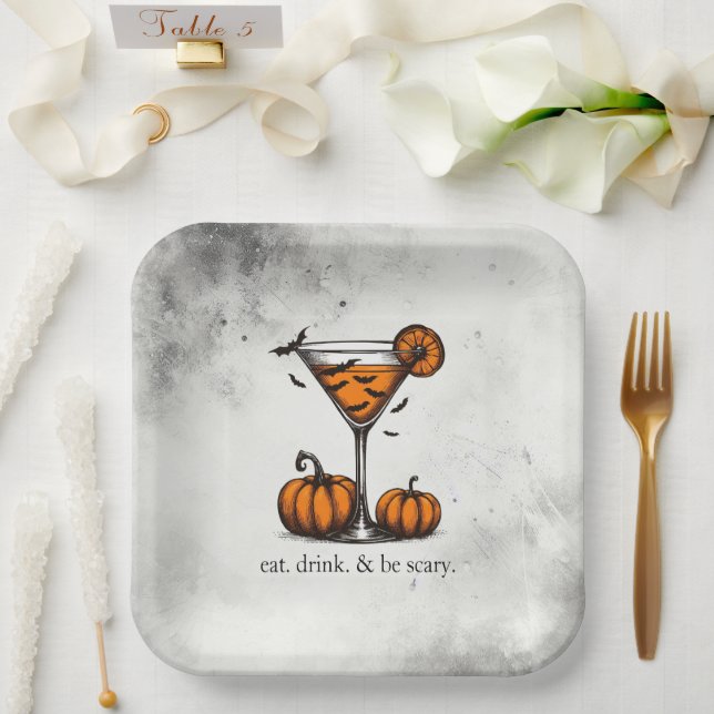 Pumpkin Martini Pappteller (Hochzeit)