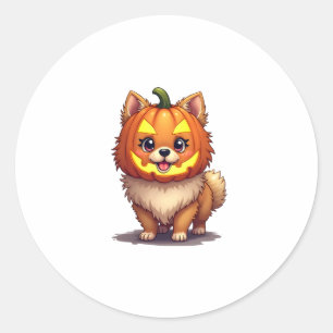 Pumpkin Mask Spitz Dog Runder Aufkleber