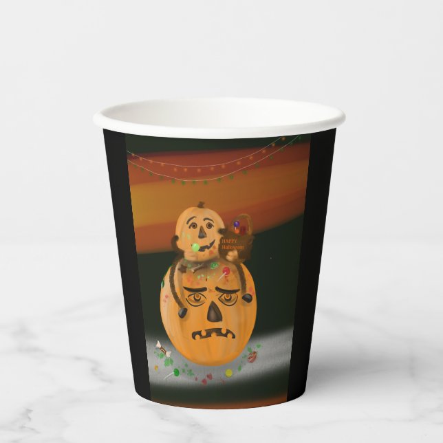 Pumpkin Mess Halloween Paper Party Cups Pappbecher (Vorderseite)