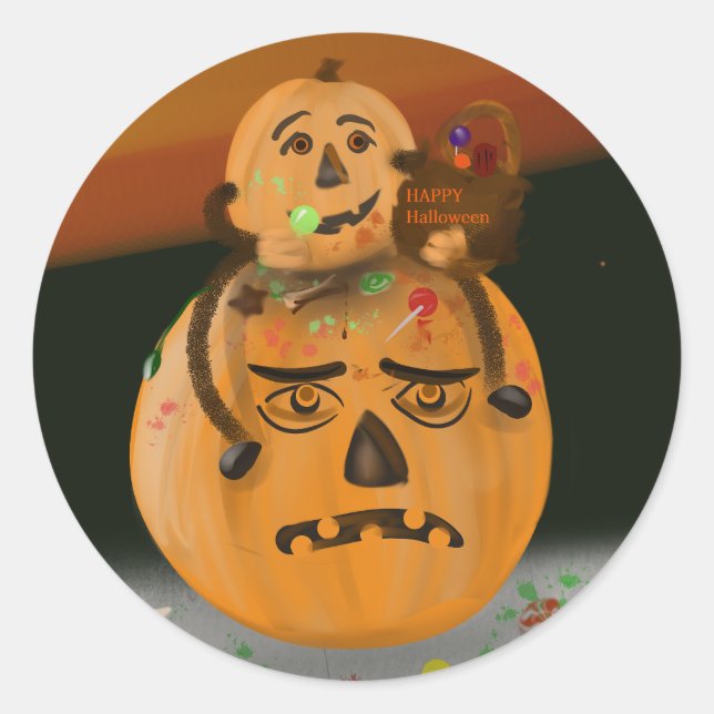Pumpkin Mess Halloween Stickers (Vorderseite)