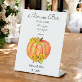 Pumpkin Mimosa Bar Hochzeit im Herbst Sockelschild