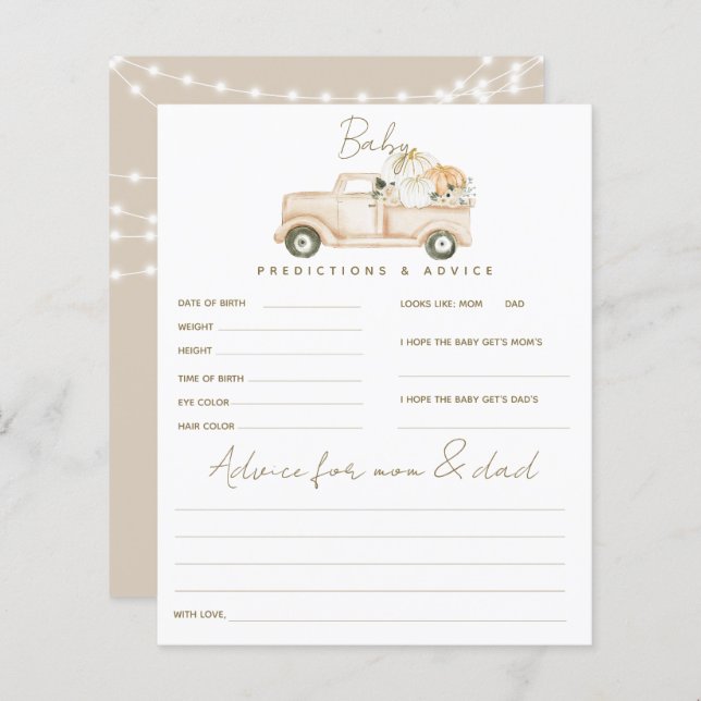 Pumpkin Minimalistisch Modern Fall Baby Showspiel (Vorne/Hinten)