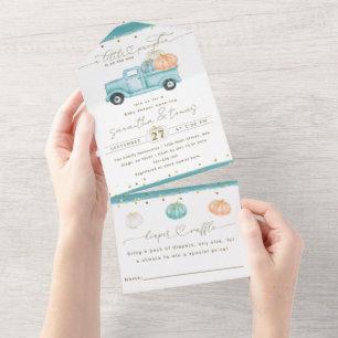 Pumpkin Minimalistisch Modern Fall Babydusche All In One Einladung