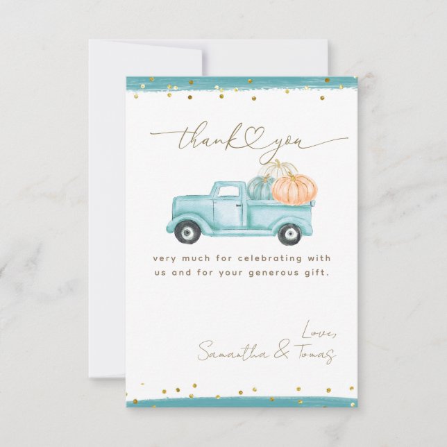 Pumpkin Minimalistisch Modern Fall Babydusche Dankeskarte (Vorderseite)