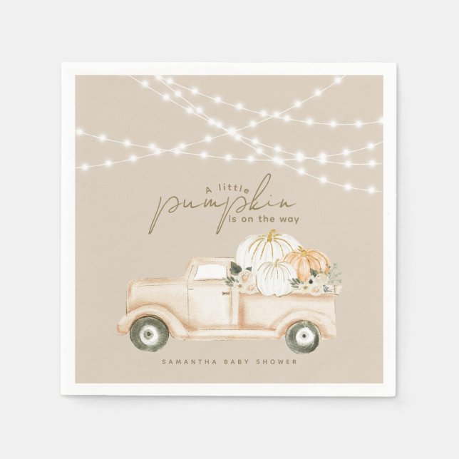 Pumpkin Minimalistisch Modern Fall Babydusche Serviette (Vorderseite)