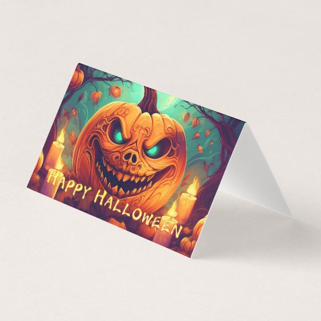 Pumpkin mit Beängstigendem Gesicht unter Kerzen, H (Vorderseite)
