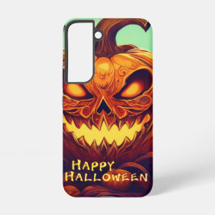 Pumpkin mit Beängstigendem Gesicht unter Kerzen, H Samsung Galaxy Hülle