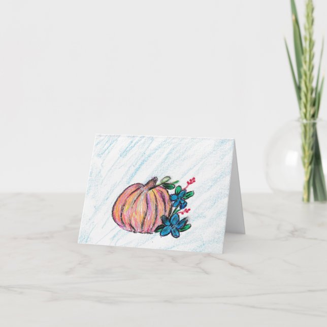 Pumpkin mit Blumen Dankeskarte (Vorderseite)