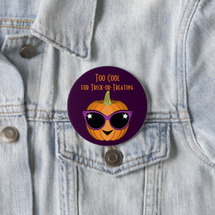 Pumpkin mit Cooler Retro Cat Sonnenbrille Hallowee Button