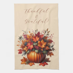 Pumpkin mit Herbstlauben - Erntedank-Wohngestaltun Geschirrtuch