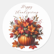 Pumpkin mit Herbstlaubs-Happy Thanksgiving