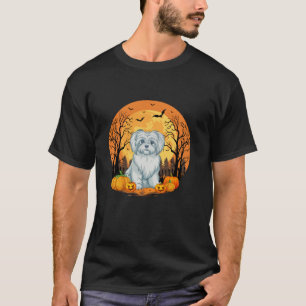 Pumpkin mit lustigem Halloween Kostüm Malteser Hun T-Shirt