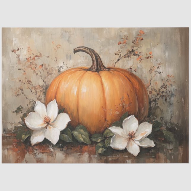 Pumpkin mit Magnolienblüten Seidenpapier (Vorderseite)