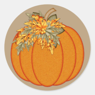 Pumpkin mit Orangen Herbstlebern Runder Aufkleber