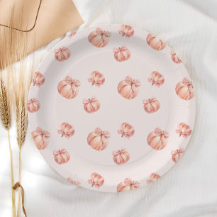 Pumpkin mit Pink Bow Girl Babydusche Pappteller
