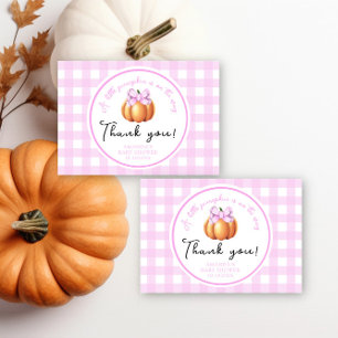 Pumpkin mit rosa Bogen danke Baby-Dusche