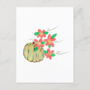 Pumpkin mit roten Blume Postkarte