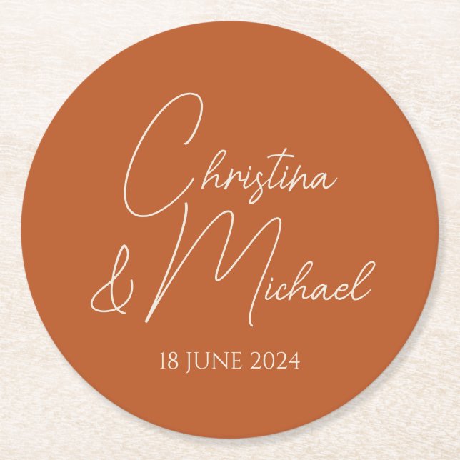 Pumpkin - Modernes, handgeschriebenes Skript Runder Pappuntersetzer (Vorderseite)