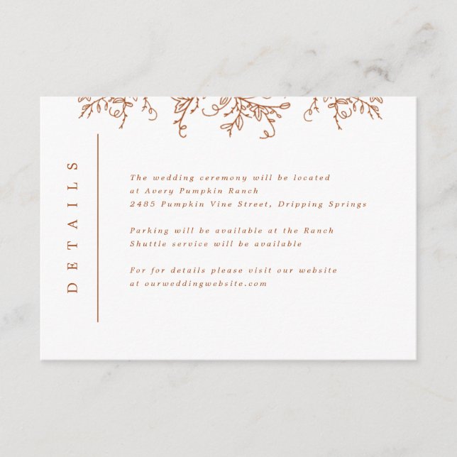 Pumpkin-Monogramm-Hochzeiteinsatz Begleitkarte (Vorderseite)