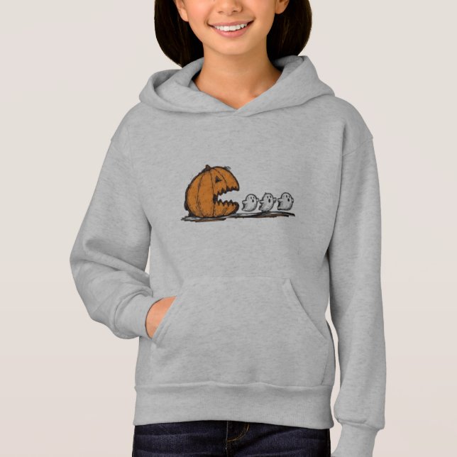 Pumpkin Monster Chasing Ghosts Hoodie (Vorderseite)