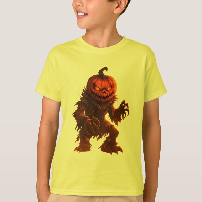 Pumpkin Monster Halloween Design T-Shirt (Vorderseite)