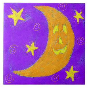 Pumpkin Moon Abstrakt Halloween Art Fliese