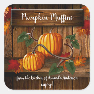 Pumpkin Muffins Sq Label Quadratischer Aufkleber