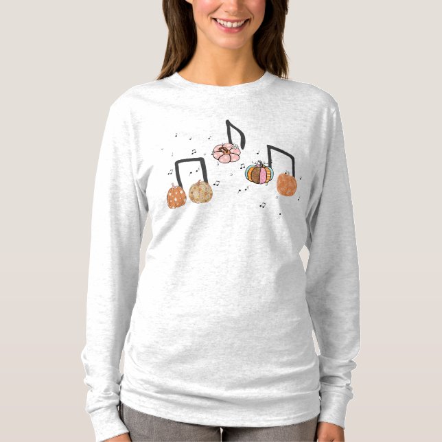 Pumpkin Musiknote Music Teacher Halloween T-Shirt (Vorderseite)